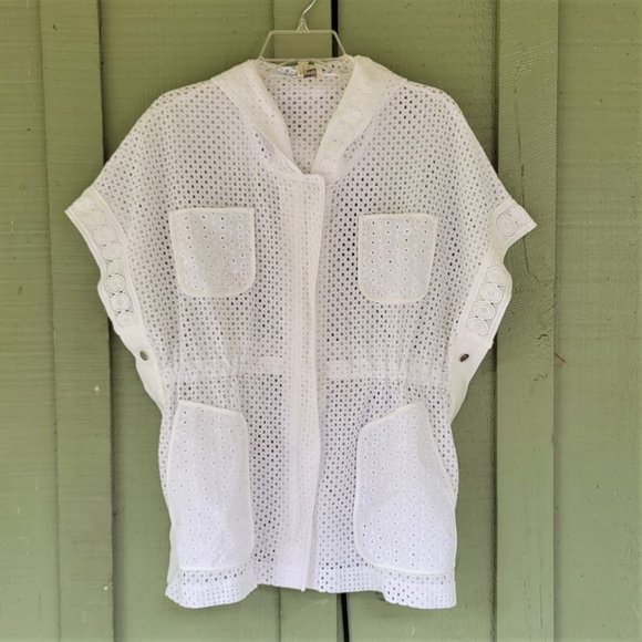 NWT Zenergy CHICO'S White Eyelet Anorak Jacket Top Active wear 1P US 8P - Picture 6 of 7